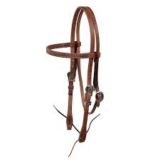 HEADSTALL - BERLIN BROW BAND HEADSTALL WITH STAINLESS STEEL FLORAL CONCHO/H1301 - BERLIN - Mock Brothers Saddlery and Western Wear