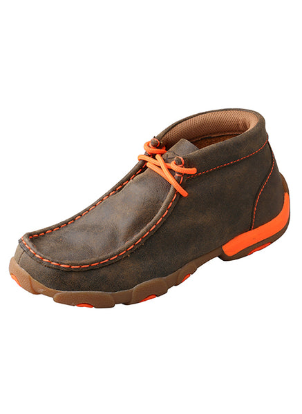 Kids Shoes - Kid’s Driving Moccasins – Bomber/Neon Orange/YDM0006 - Twisted X - Mock Brothers Saddlery and Western Wear