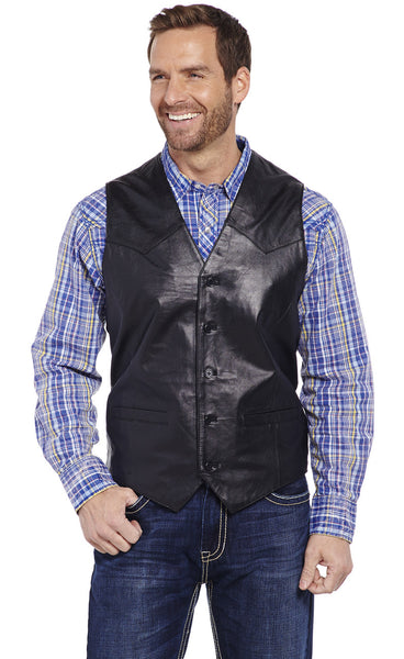 Cripple Creek Black Leather Vest/Ml3059/Color 21