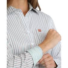 Cinch Women's White Striped Shirt/MSW9164277
