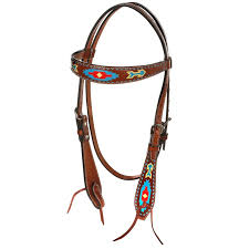 HEADSTALL - OXBOW LEATHER PAINTED AZTEC BROW BAND HEADSTALL/122875 - OXBOW - Mock Brothers Saddlery and Western Wear