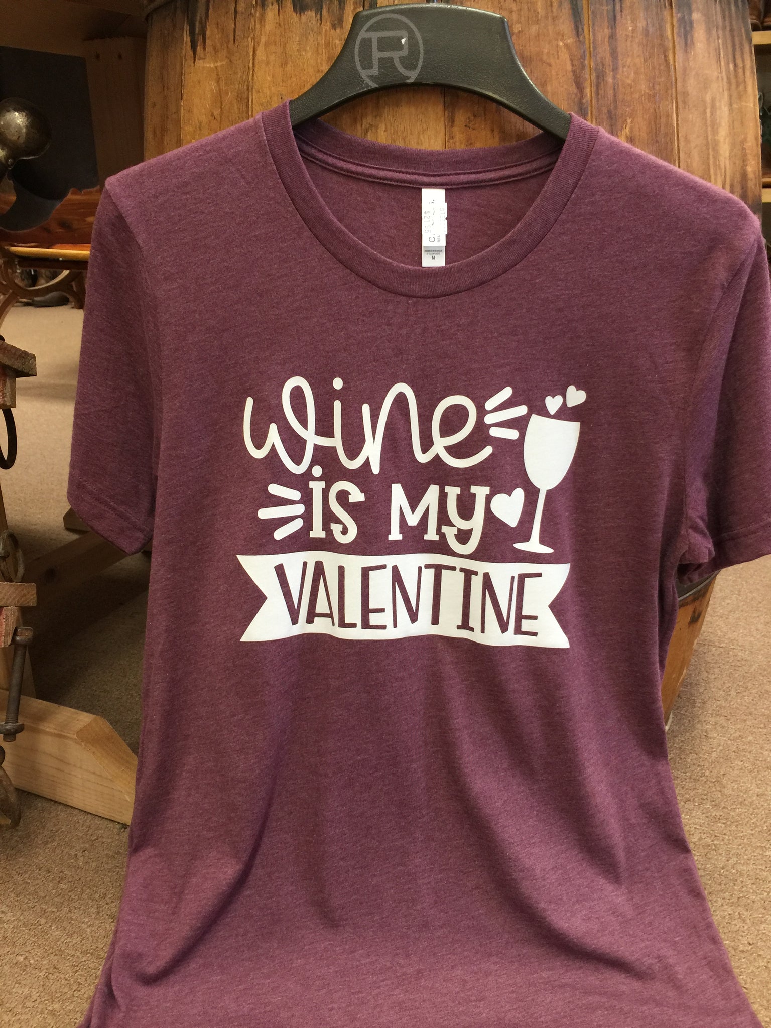 Women's - "Wine Is My Valentine" Ladies T-shirt - T-SHIRT - Mock Brothers Saddlery and Western Wear