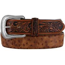 BELT - TONY LAMA MEN'S OSTRICH/FLORAL PRINT BELT/C42525 - Tony Lama - Mock Brothers Saddlery and Western Wear